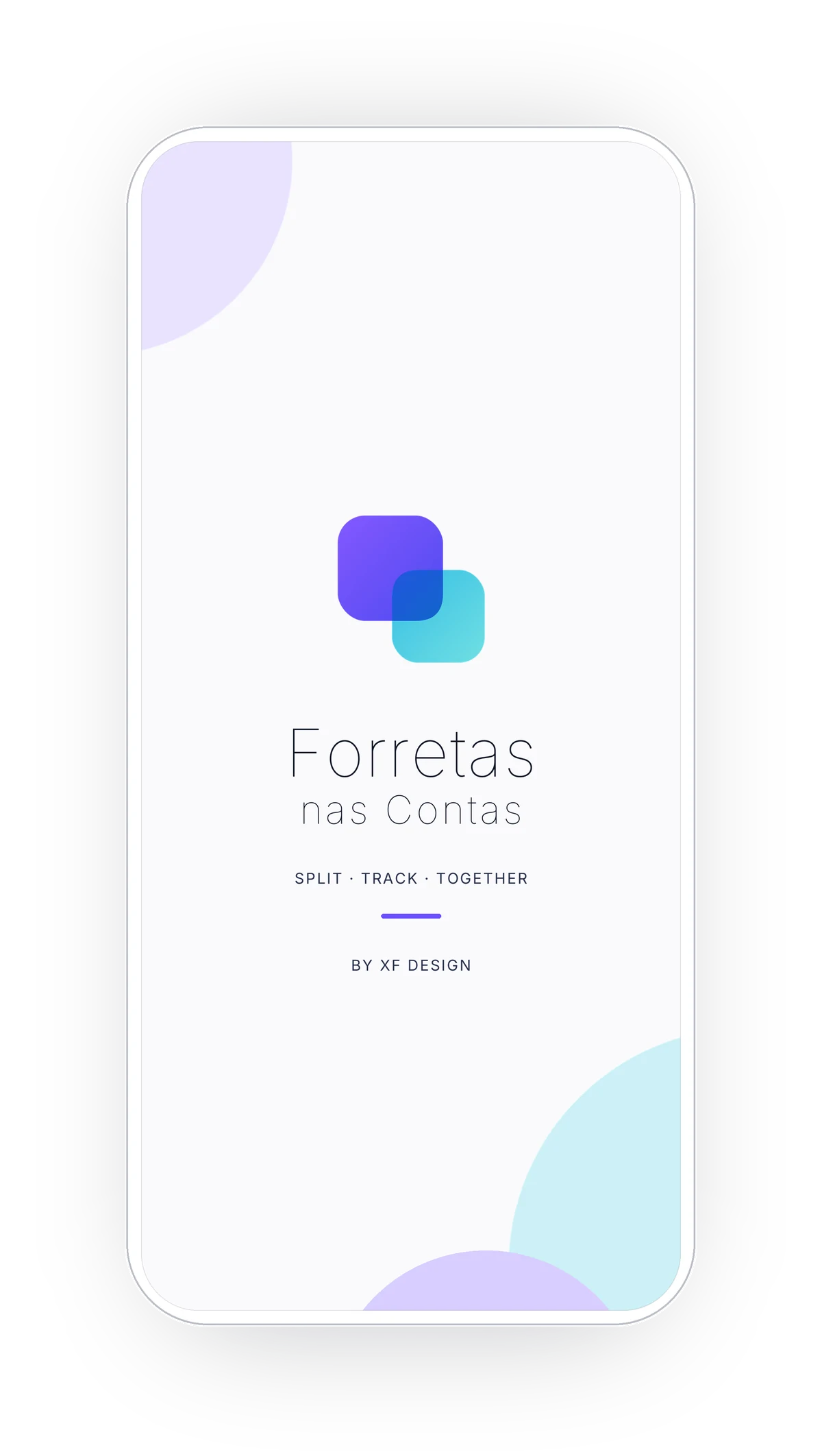 Forretas nas Contas splash screen with the app logo and the tagline Split · Track · Together.